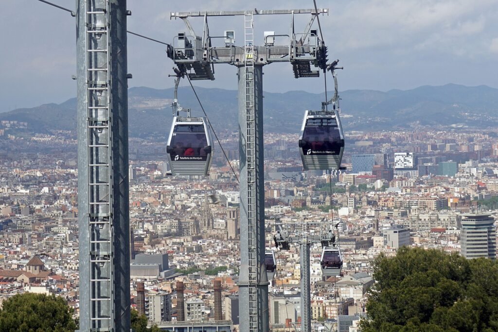 Vista del teleférico de Montjuïc y su entorno